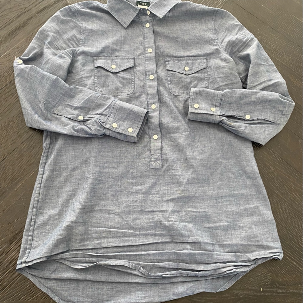 J Crew Womens Denim Cotton Blouse